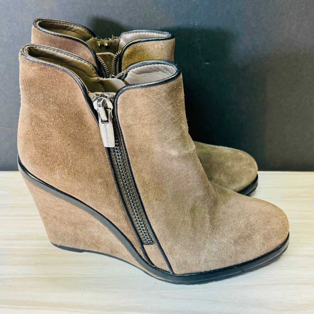 VINCE CAMUTO size 8.5 Jeffers leather midnight taupe/black ankle boot brown
